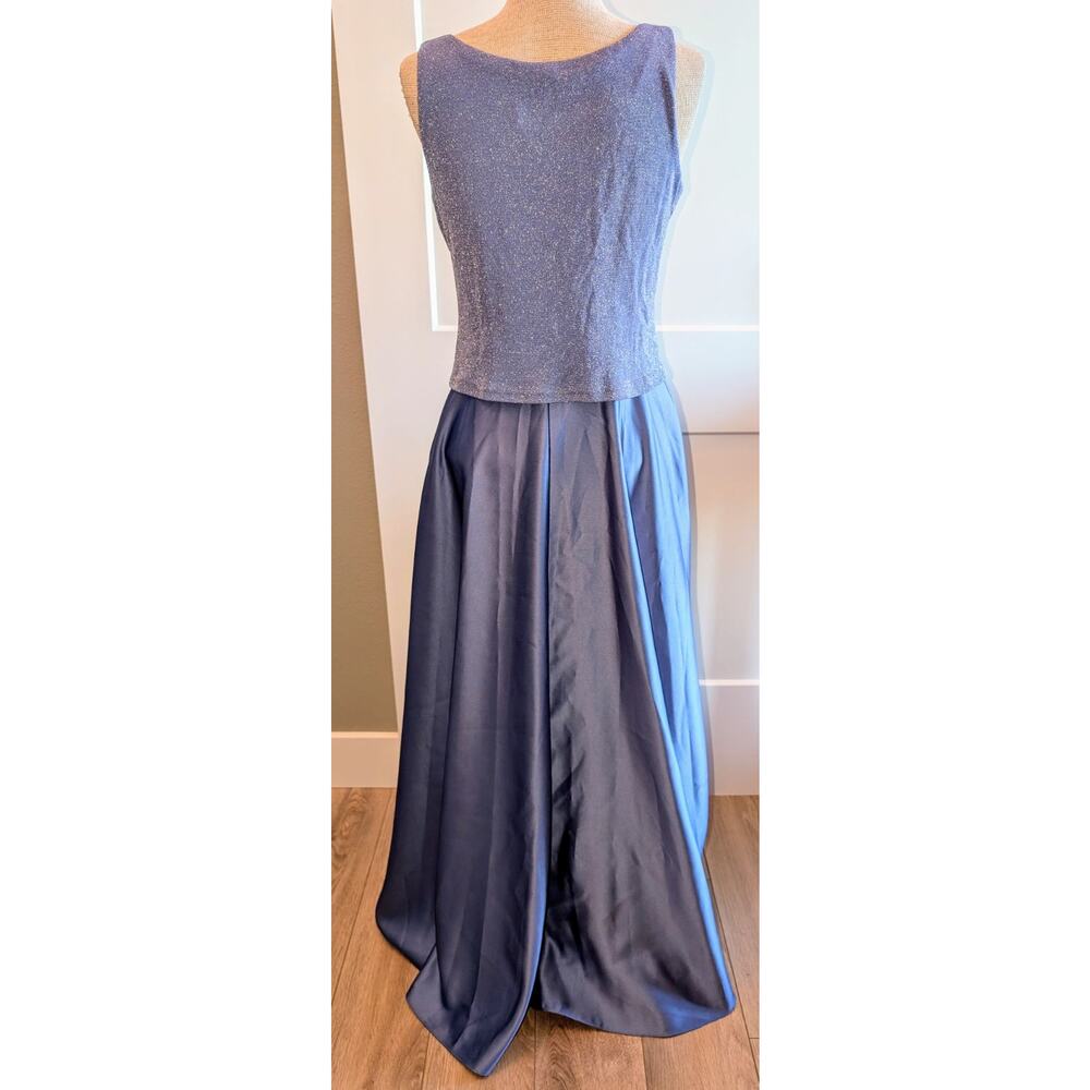 VTG 90s Arianna By Rachel Kaye Periwinkle Blue Metallic Top Maxi Dress Gown Sz 4